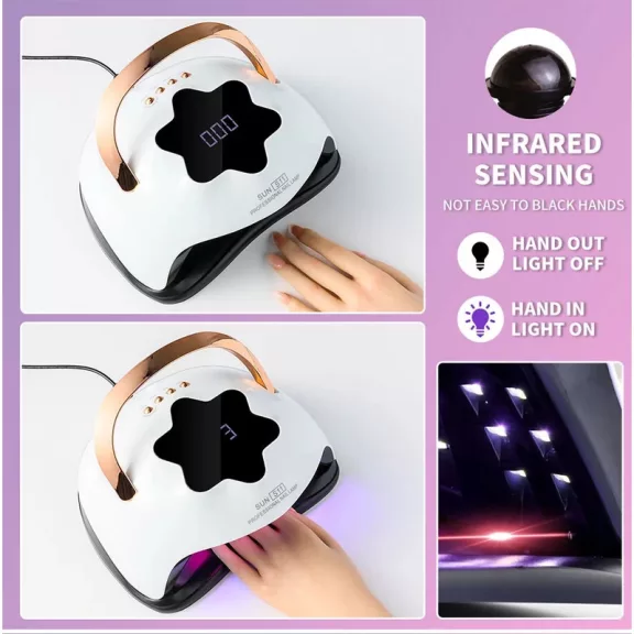 Nagy Teljesítményű, 268 W-Os Gél Uv Led-Es Körömlámpa - 57 Led - Pink- Qqf-2408212