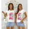 Flamingo print T-shirt with sunglasses - White/Pink / Méret nélküli