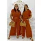 Crop top, loose two-piece palazzo pants set - Tégla