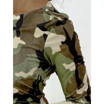 Gombos válldíszes terepmintás khaki military női felső