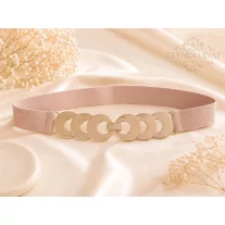  Gumis női ruhaöv arany szegélyes láncszemes dísszel - Fekete/Arany