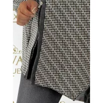   Sálgalléros texturált denevérujjú oversize tunika cipzárral, bőrhatású szegéllyel