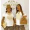 Ruffled Lace Sweetheart Cotton T-Shirt - Women's White Roll Up Sleeve Top - Beige|White / Méret nélküli