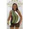 Women's top with a patterned neck - Elegant summer top - Khaki