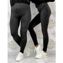   Magas derekú, oldalt ráncolt rugalmas anyagú leggings "M60002" - Fekete - XS