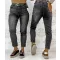 Női mom fit farmernadrág szegecses övvel – divatos koptatott szürke farmer "BF5569-C" - XS