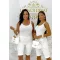 Round neck cotton top with lace decoration - White