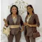 Three-quarter sleeve 1-button women's blazer - Elegant jacket with roll-up sleeves - Chocolate / S