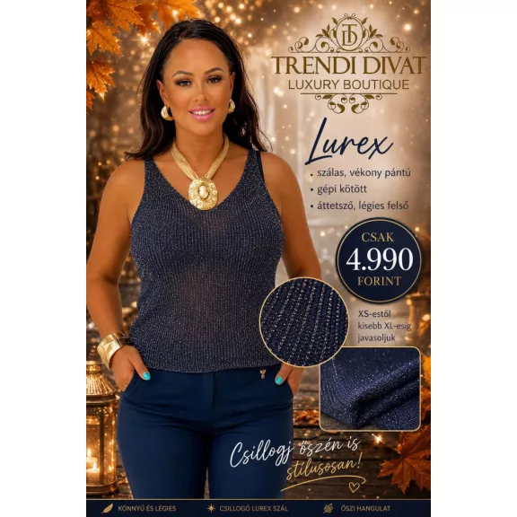 Lurex fiber knitted women's top - Sparkly sleeveless top - Chocolate