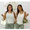 Lurex fiber knitted women's top - Sparkly sleeveless top - White/Silver