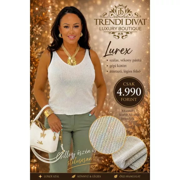 Lurex fiber knitted women's top - Sparkly sleeveless top - White/Silver
