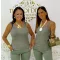 Lurex fiber knitted women's top - Sparkly sleeveless top - Khaki