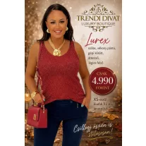   Lurex fiber knitted women's top - Sparkly sleeveless top - Red