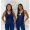 Lurex fiber knitted women's top - Sparkly sleeveless top - Dark Blue