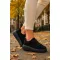 Bordázott talpú női velúr sportcipő – Fekete színű, platform fűzős sneaker - Fekete - 39