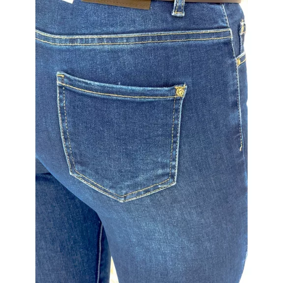 Worn blue skinny women's jeans with gift belt "SZ3335-1" - L