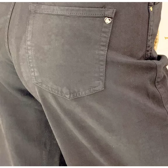 Black mom fit women's jeans with decorative stitching and gift belt "BG1723-13" - S