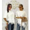 Women's T-shirt "TY-539#" loose fit with lace bottom - White