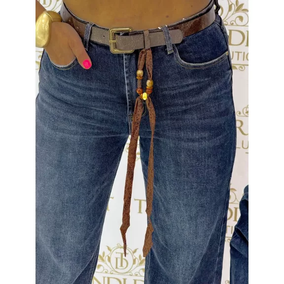 Women's straight leg jeans with gift belt "BQ5128" - L