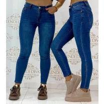   Classic blue narrow-leg women's jeans with push-up effect "SZ3378-1" - L