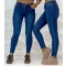 Classic blue narrow-leg women's jeans with push-up effect "SZ3378-1" - L