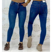   Classic blue narrow-leg women's jeans with push-up effect "SZ3378-1" - L
