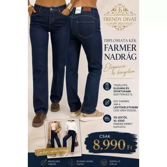 Classic straight leg jeans for women - Dark blue "DA1983" - L
