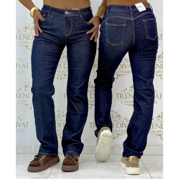 Classic straight leg jeans for women - Dark blue "DA1983" - L
