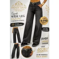   Women's wide leg wide leg jeans with studded belt - Worn black "BQ5579-B" - L