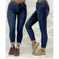   Dark blue skinny women's jeans with gift belt "SZ3336" - 26
