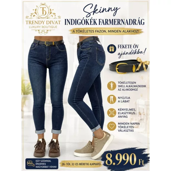 Dark blue skinny women's jeans with gift belt "SZ3336" - 26