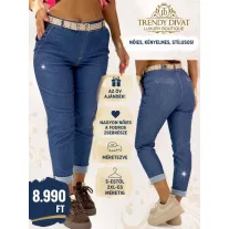   Pants in elastic denim material with ruffled pockets, gift belt "ART9121" - M