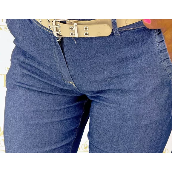 Pants in elastic denim material with ruffled pockets, gift belt "ART9121" - M