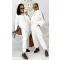 Side-striped women's warm-up set - two-piece leisure set with zipper - White