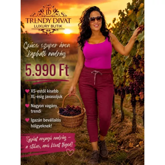 Elasztikus gyűrt anyagú, megkötős derekú nadrág - Bordó Elasztikus gyűrt anyagú, megkötős derekú nadrág - Bordó