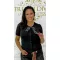 Polka Dot Shawl Women's Fine Knit Top - Buttoned Short Sleeve Sweater "W162#" - Black