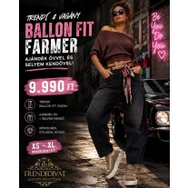   High Waist Women's Balloon Jeans with Belt - Distressed Black Casual Pants "BG1721-B" - S