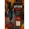 Plus size high waist mid blue women's mom fit jeans with brown belt "MK201-1" - 4XL