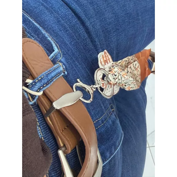 Plus Size High Waist Dark Blue Women's Skinny Jeans with Brown Silk Shawl Belt "MS5969-2" - 29
