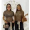 Elegant lace blouse with turtleneck "M13288" - Chocolate