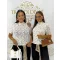 Elegant lace blouse with turtleneck "M13288" - White
