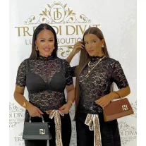   Elegant lace blouse with turtleneck "M13288" - Black