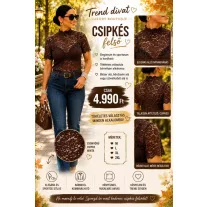   Elegant lace blouse with turtleneck "M13288" - Black