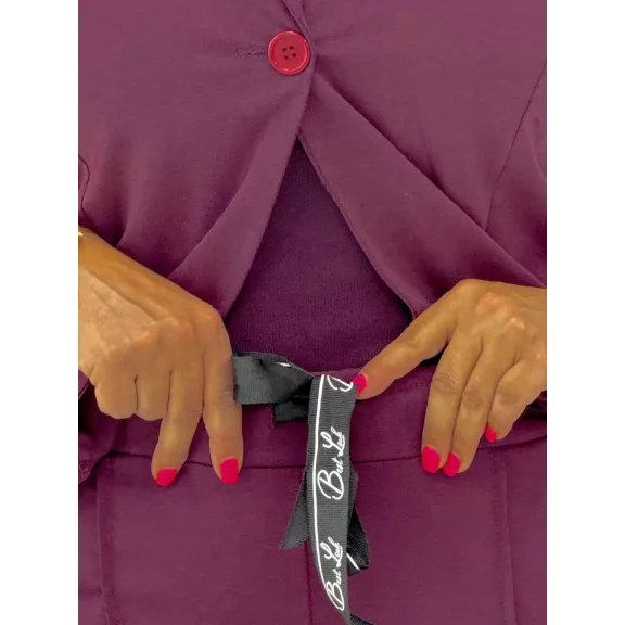 Two-piece set with billet blazer and hem-stitched trousers - Burgundi
