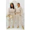 "Lemonada ateiler" printed crop hooded sweatshirt and sweatpants combination - Beige