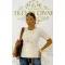 Women's top with round neck, rib knit short sleeves "16083" - Beige