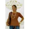 Women's top with round neck, rib knit short sleeves "16083" - Chocolate