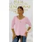 V-neck, soft mohair-effect knit top with ribbed cuffs - Baby Pink