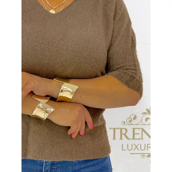 V-neck, soft mohair-effect knit top with ribbed cuffs - Burgundy