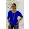 V-neck, soft mohair-effect knit top with ribbed cuffs - Royal Blue